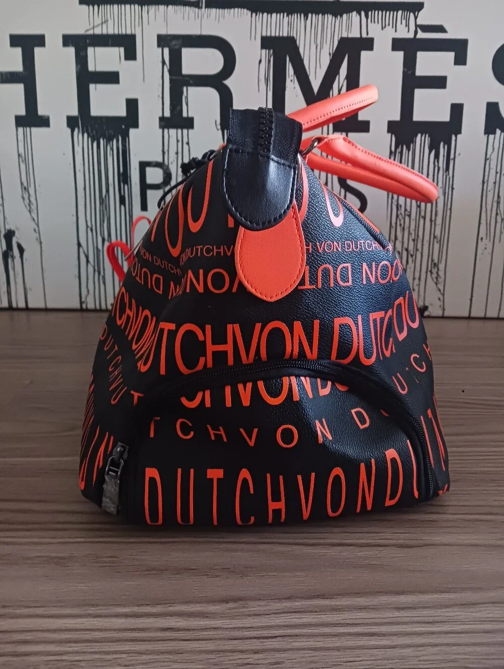 NWT Von Dutch Monogram Weekender Duffle Bag ,travel Bag Orange/ Black